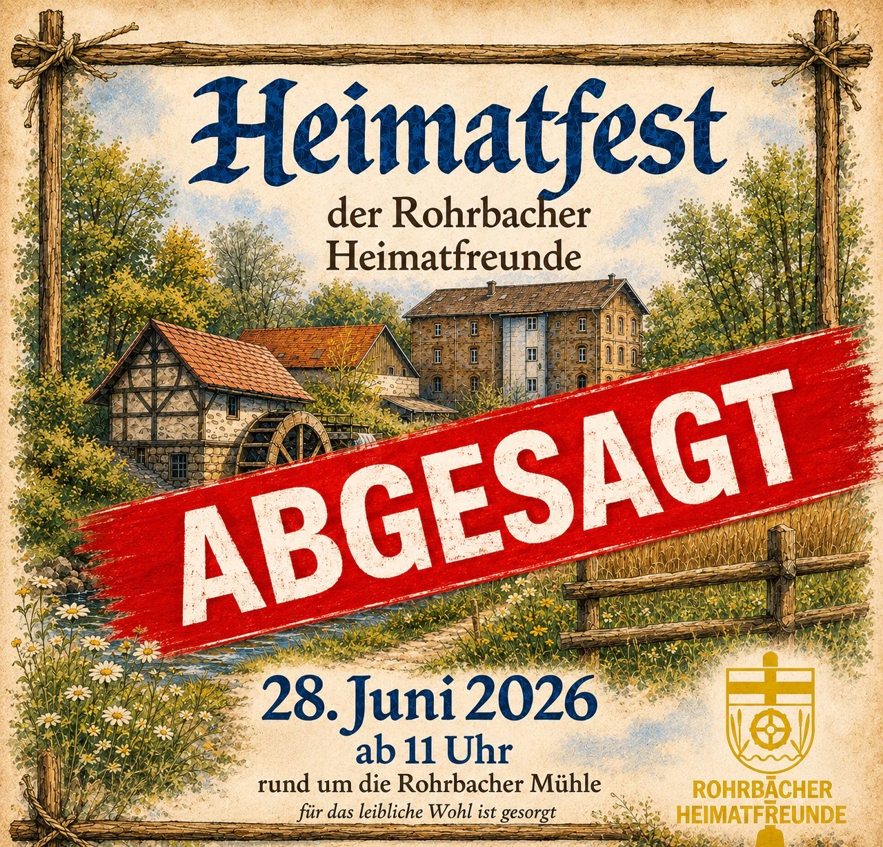 Plakat Absage Heimatfest 2026